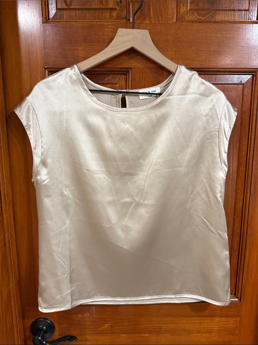 Kim & Cami Satin Cap-Sleeve Blouse - Cream